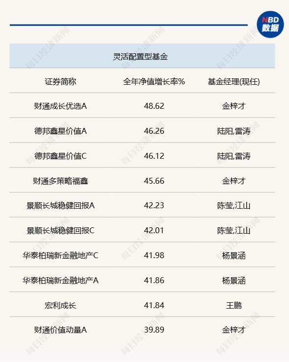 2024年公募排行榜来了！偏股混合型冠军年收益近70%绩优基金重点布局这两大板块(图6)